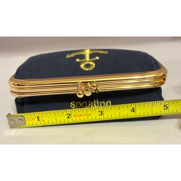Spartina 449 Blue Gold Anchor Travel Bag Manicure Jewelry Kit Mirror Daufuskie - Picture 10 of 11